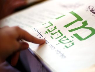 אדם קורא בהגדה לפסח